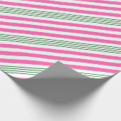 Candy Cane Pink en Green Striped Cadeaupapier (Hoek)