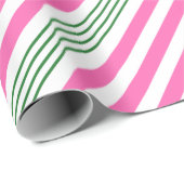 Candy Cane Pink en Green Striped Cadeaupapier (Rol Hoek)
