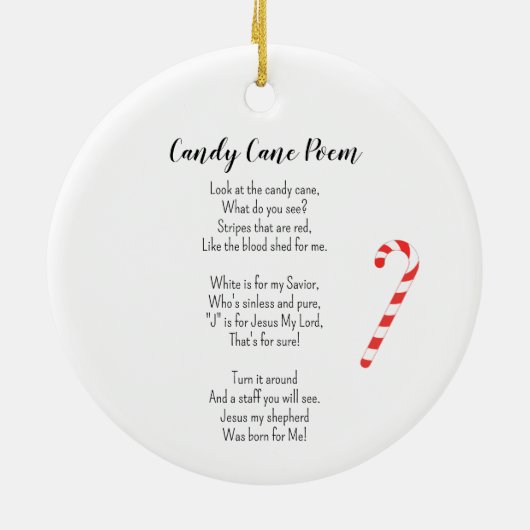Candy Cane Poem Classic Gift Labels Keramisch Ornament (Achterkant)