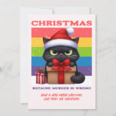 Candy Cane Pop Funny Cat Retro Christmas Photo Feestdagenkaart (Voorkant)
