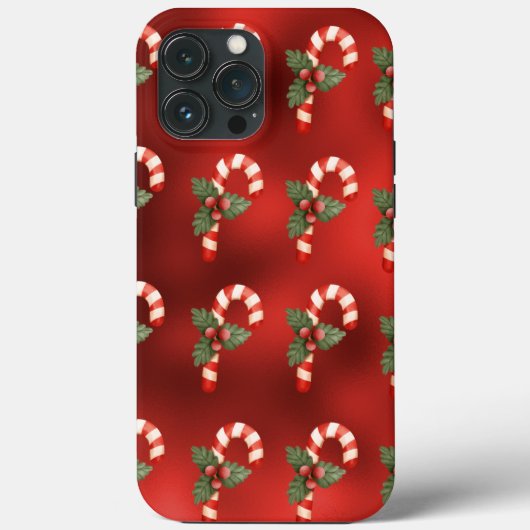 Candy Cane Red Metallic Holiday Cute Case-Mate iPhone Case (Achterkant)