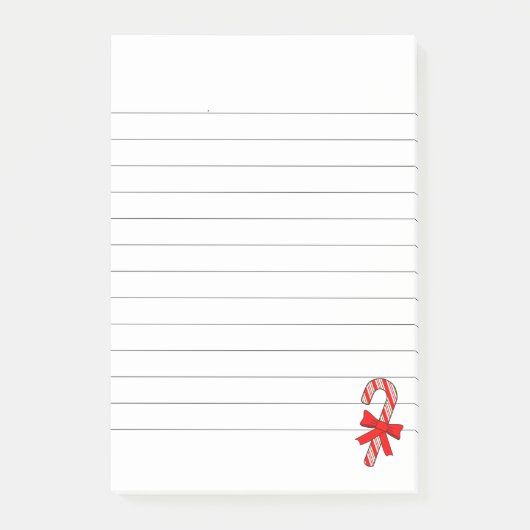 Candy Cane Red Ribbon Christmas Lined Post-it® Notes (Voorkant)