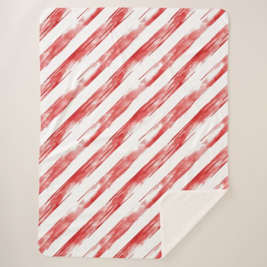 Candy Cane Red Stripes Kerstmis Sherpa Deken (Voorkant)