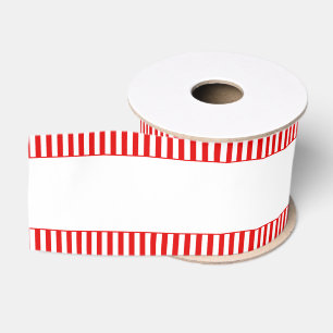 Candy Cane Red White Striped Edge Grosgrain Lint