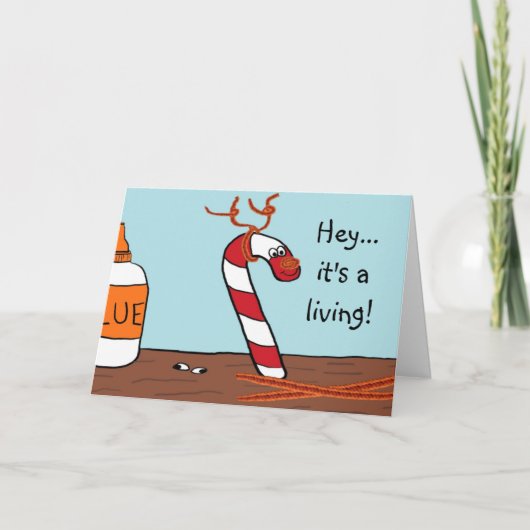 Candy Cane Rendier Kerst Kaarten (Voorkant)