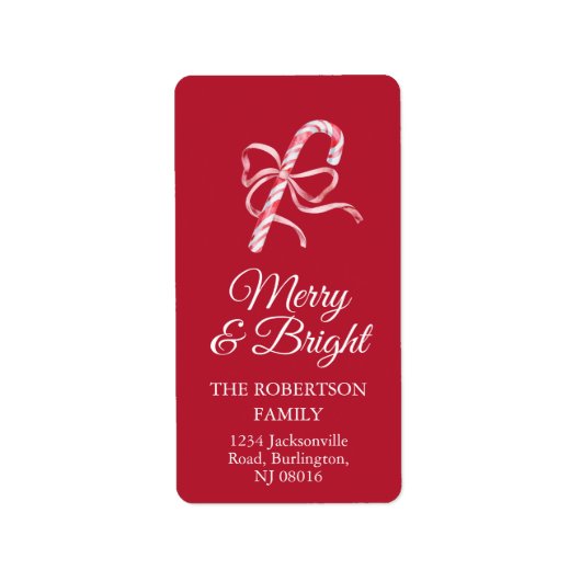 Candy Cane Return Address Sticker (Voorkant)