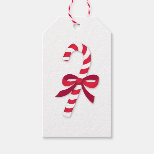 Candy Cane Ribbon Classic Illustration Cadeaulabel (Voorkant)