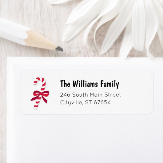 Candy Cane Ribbon Classic Illustration Etiket (Insitu)