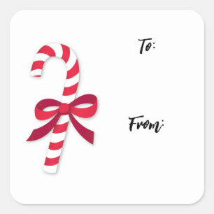 Candy Cane Ribbon Classic Illustration Vierkante Sticker