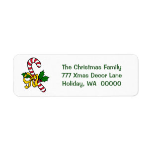 Candy Cane Ribbon Holiday Xmas kerstadres Etiket