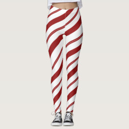 Candy Cane Rode Gestreepte Kerst Pepermunt Leggings