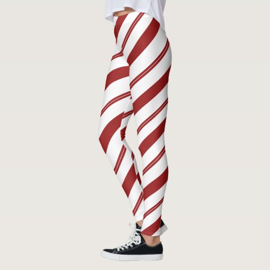 Candy Cane Rode Gestreepte Kerst Pepermunt Leggings (Links)