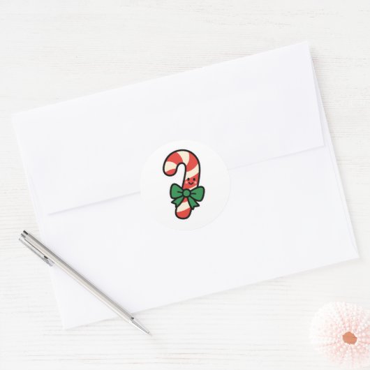 Candy cane ronde sticker (Envelop)