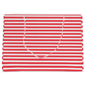 Candy Cane Rood en Wit Eenvoudig Horizontaal Gestr Groot Cadeauzakje (Voorkant)