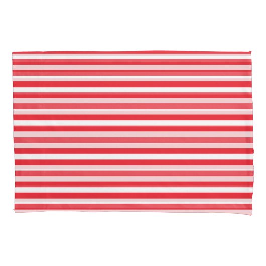 Candy Cane Rood en Wit Eenvoudig Horizontaal Gestr Kussensloop (Voorkant)
