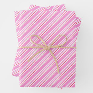 Candy Cane Roze en Witte Kerst Patroon Inpakpapier Vel