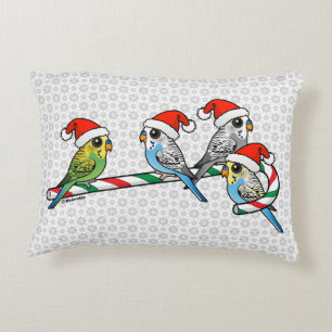 Candy Cane Santa Budgies Accent Kussen