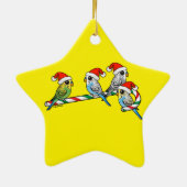 Candy Cane Santa Budgies Keramisch Ornament (Achterkant)