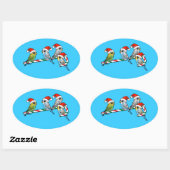 Candy Cane Santa Budgies Ovale Sticker (Vel)