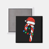 Candy Cane Santa Hat Christmas Lights Xmas Men Wom Magneet (Voorkant / Achterkant)