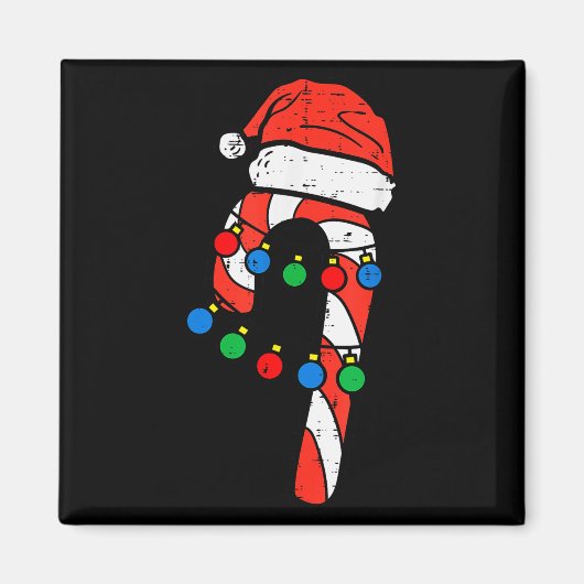 Candy Cane Santa Hat Christmas Lights Xmas Men Wom Magneet (Voorkant)