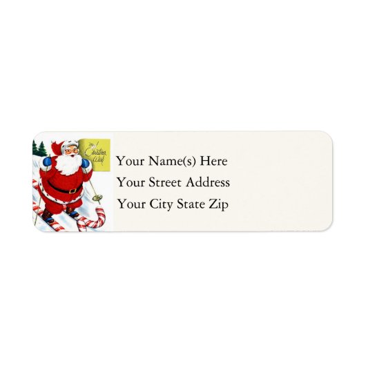 Candy Cane Skiing Santa Claus  Etiket (Voorkant)