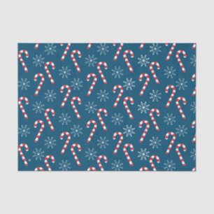Candy Cane Snowflake Pattern Blue Tissue Paper Tissuepapier