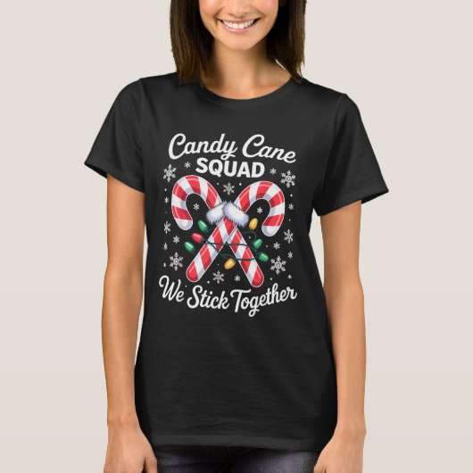 Candy Cane Squad Cute Christmas Matching Design T-shirt (Voorkant)