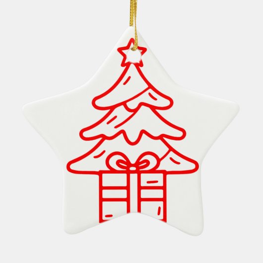 Candy Cane Star - Kerstdecoratie Keramisch Ornament (Achterkant)