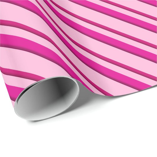 Candy Cane Strepen in Peppermint Roze Cadeaupapier (Rol Hoek)