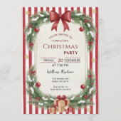 Candy Cane Stripe Christmas Party Invitation (Devant)