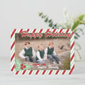 Candy Cane Stripe Holiday Photo Card Feestdagenkaart (Staand voorkant)