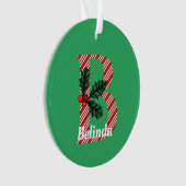 Candy Cane Stripe Letter B Grote Kerstmis Ornament (voorkant)