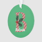 Candy Cane Stripe Letter B Grote Kerstmis Ornament (voorkant)