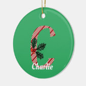 Candy Cane Stripe Letter C Grote Kerstmis Keramisch Ornament (Links)