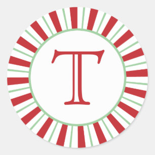 Candy Cane Stripe Vakantie Monogram Sticker