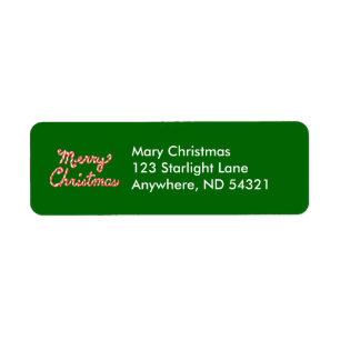 Candy Cane Striped Merry Kerstmis Etiket