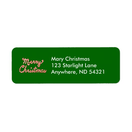 Candy Cane Striped Merry Kerstmis Etiket (Voorkant)
