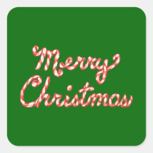 Candy Cane Striped Merry Kerstmis Vierkante Sticker
