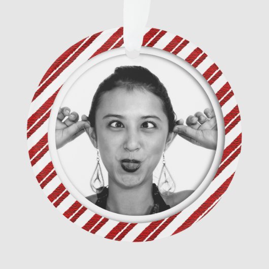Candy Cane Striped Photo Lijst Ornament (voorkant)