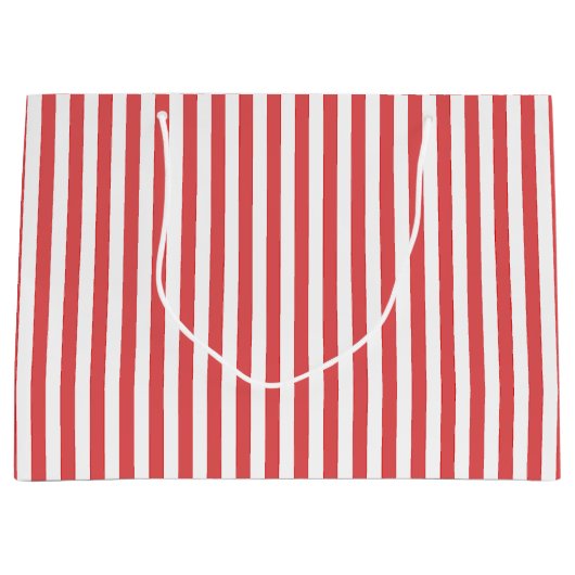 Candy Cane Stripes Gift Bag - Groot, glanzend Groot Cadeauzakje (Voorkant)