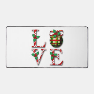 Candy Cane Stripes Holly Berries houdt van Kerstmi Bureaumat