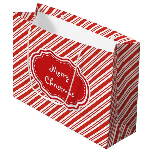 Candy Cane Stripes Large Cadeautasje (Voorkant Gekanteld)