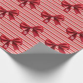 Candy Cane Stripes Red Bow Festive Christmas Cadeaupapier (Hoek)