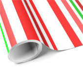 Candy Cane Stripes Red White Green Stripe Pattern Cadeaupapier (Rol Hoek)