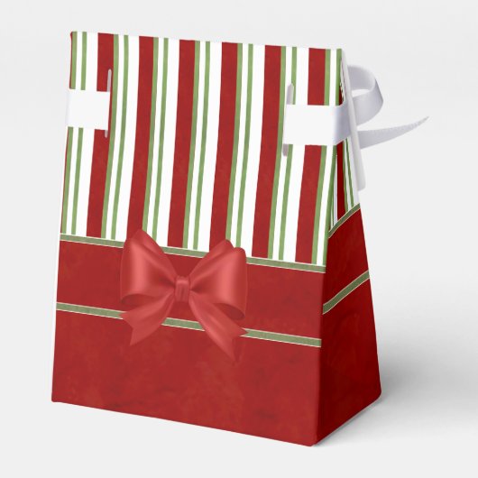 Candy Cane Stripes Rijk Rood en Bow Bedankdoosjes (Achterkant)