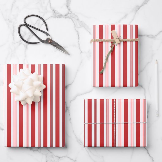 Candy Cane Stripes Rood en Wit Inpakpapier Vel (Voorkant)