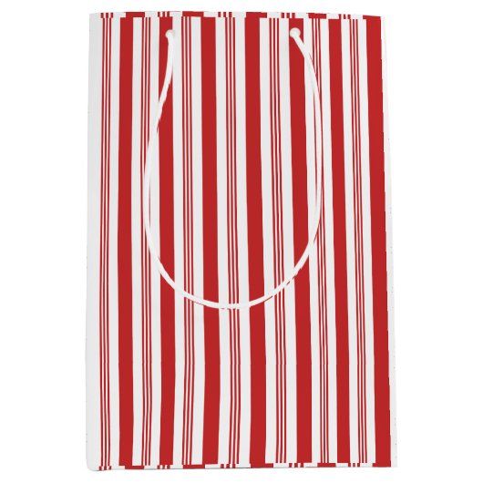 Candy Cane Stripes Rood en Wit Medium Cadeauzakje (Voorkant)