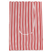 Candy Cane Stripes Rood en Wit Medium Cadeauzakje (Achterkant)