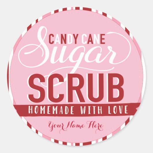 Candy Cane Sugar Scrub Labels Custom Mason Jar (Voorkant)